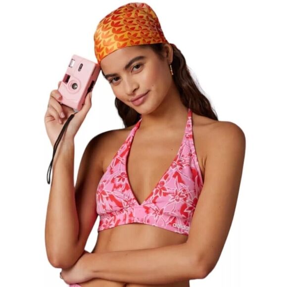 Adidas AOP Island Club Bralette Pink Floral Fabric Top Summer Deadstock NWT XS - Picture 7 of 10